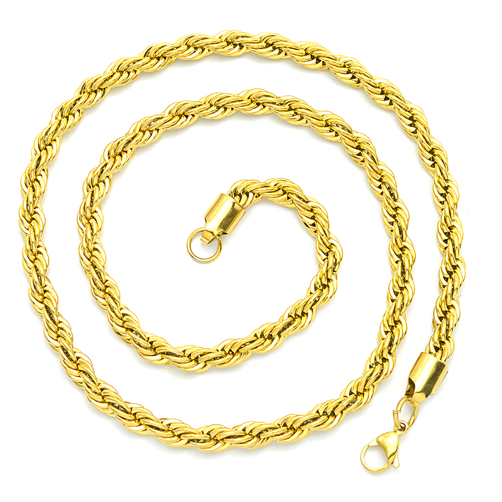 3mm 18K Gold Plated Stainless Steel Rope Chain Necklace