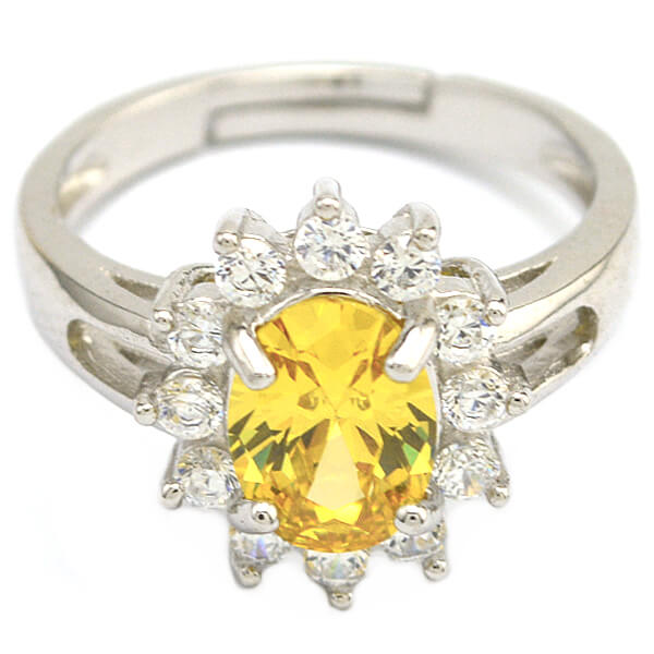 Adjustable Brass Gemstone Ring for Women