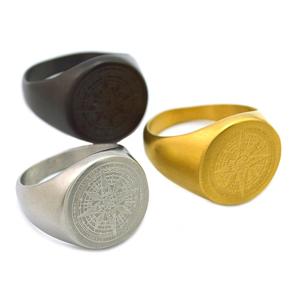 Custom Logo Engraved Signet Ring for Man