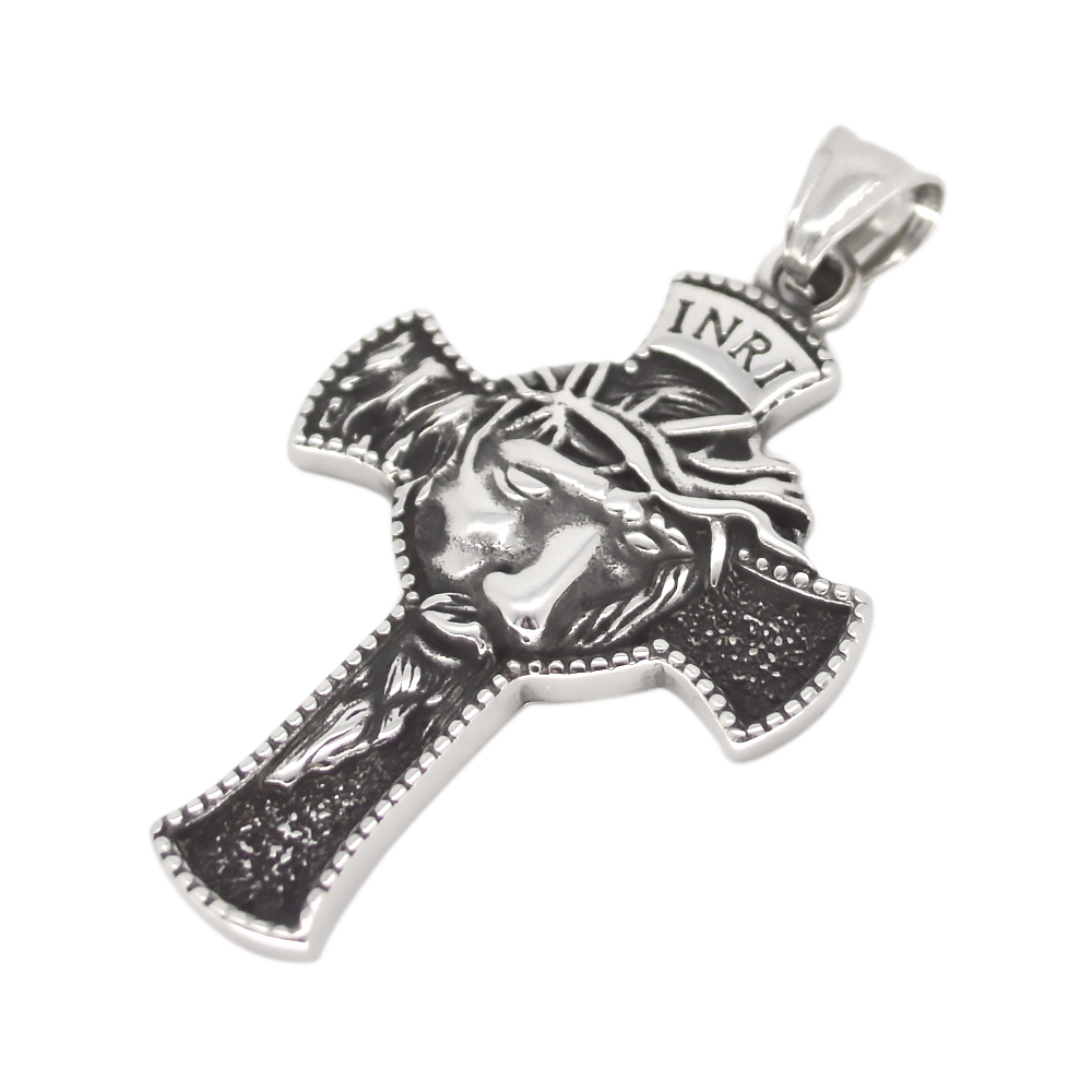 Custom Stainless Steel INRI Crucifix Engraved Christ Pendant