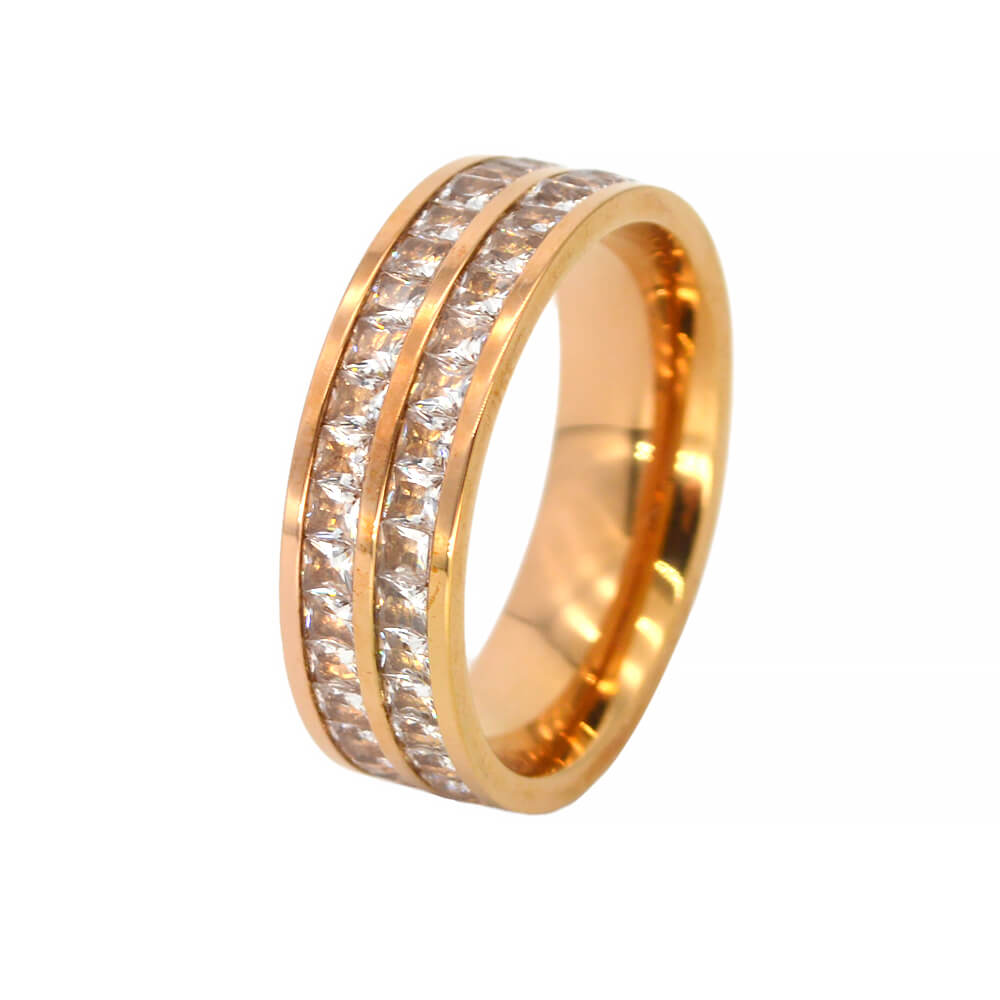 Eternity Moissanite Wide Engagement Stainless Steel Band Ring