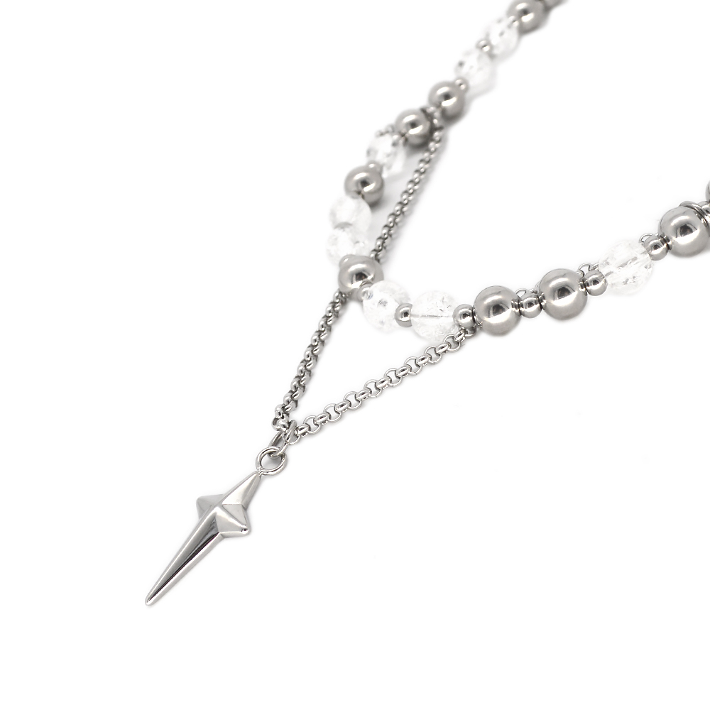 Fashion Ladies Beaded Stainless Steel Layered Necklace