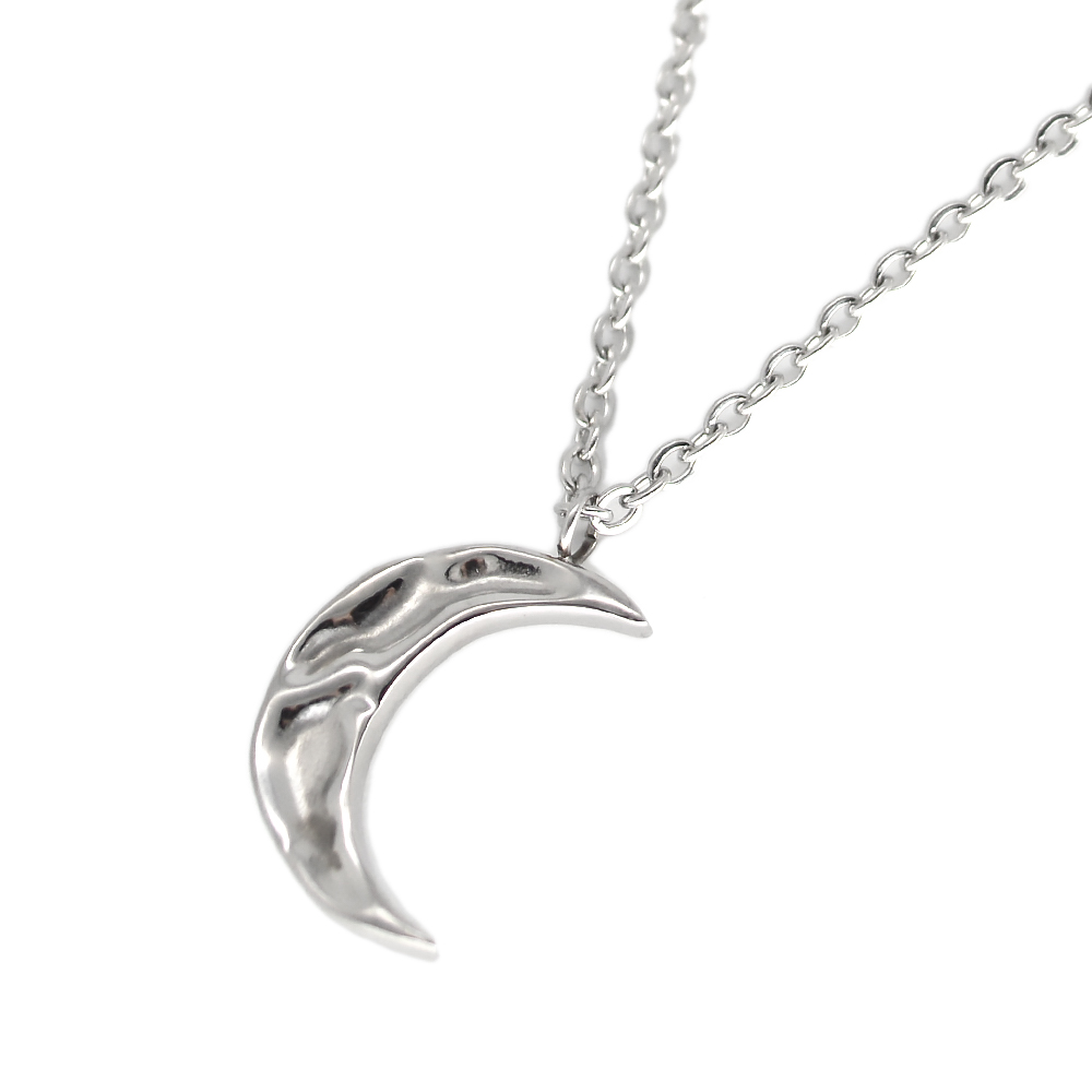 Fashion Stainless Moon Charm Long Chain Necklace for Women