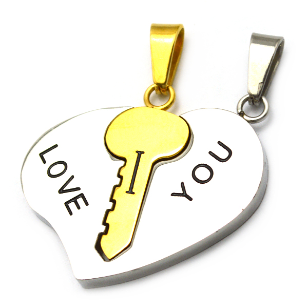 I Love You Key and Heart Lock Couple Pendant for Lovers
