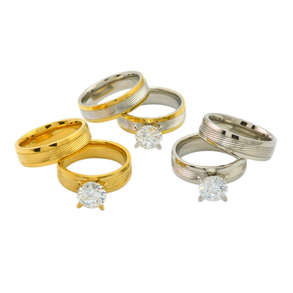 Engraved stainless steel couple rings