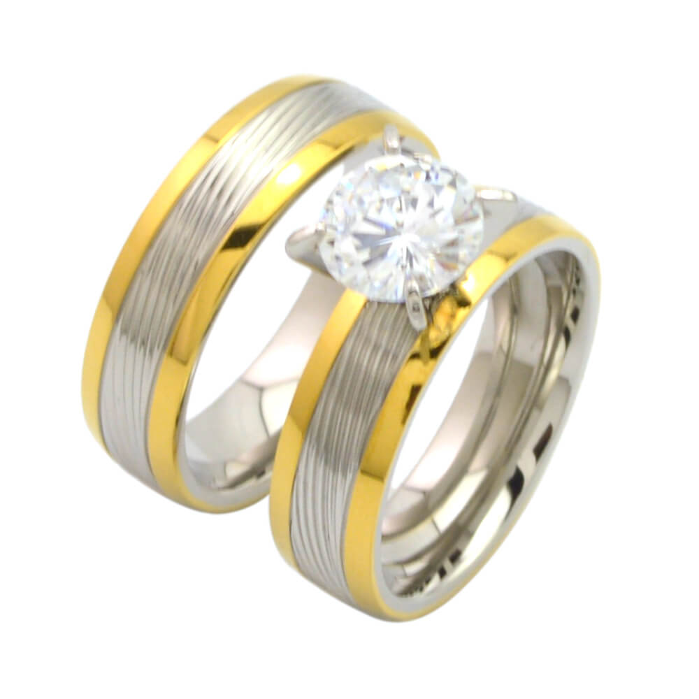 His and Hers stainless steel couple rings