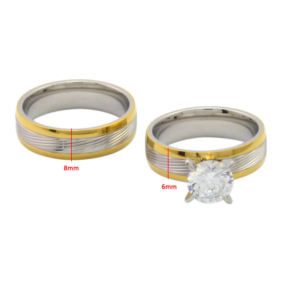 Two-tone stainless steel couple rings