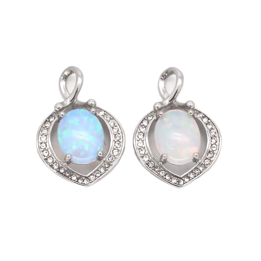 Single Polish Semi Precious Opal Gem Natural Stone Pendant