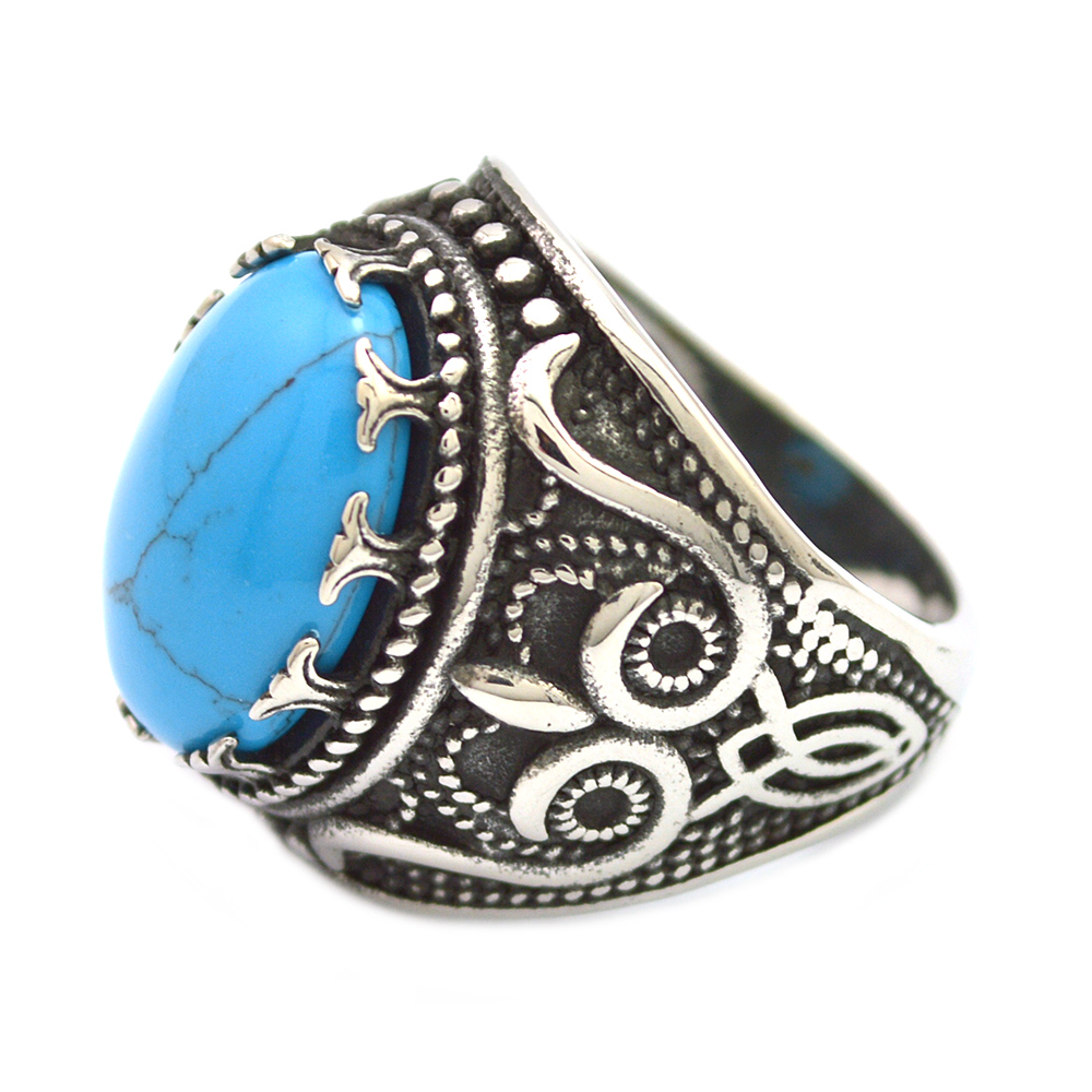 Unique Vintage Silver Mens Turkish Gemstone Jewelry Rings