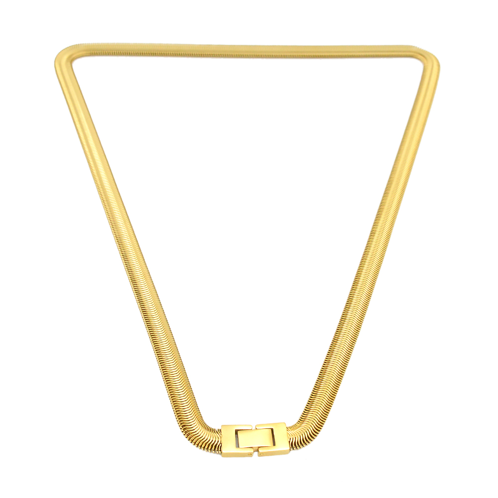 Wholesale 9mm Gold Flat Snake Chain Necklace Stainless Steel